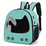 Mochila Transporte Pet para Gatos e Cães Pequeno Porte, Bolsa Pet Ventilada com Design Divertido, Mochila para Passeio Viagem e Veterinário(Verde Menta)