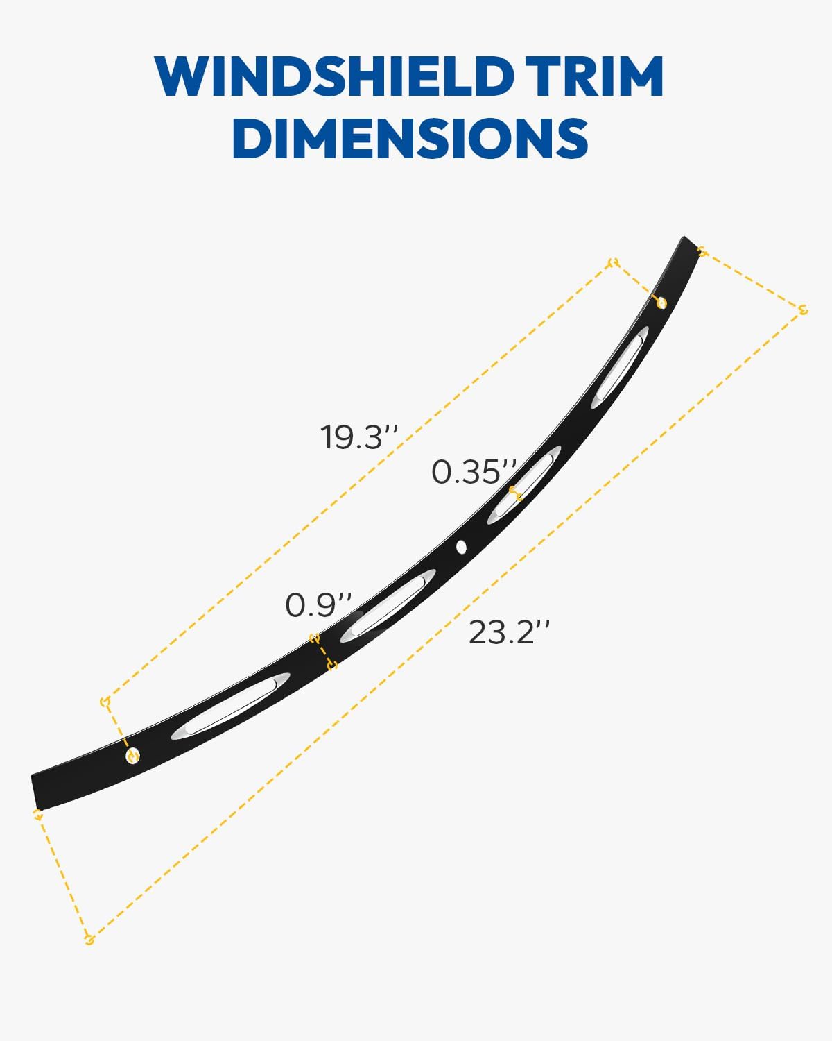 Polished Black Windshield Trim Slotted Windscreen Trim Compatible for Harley 2014-2023 Ultra Limited Street Glide Electra Glide Tri Glide