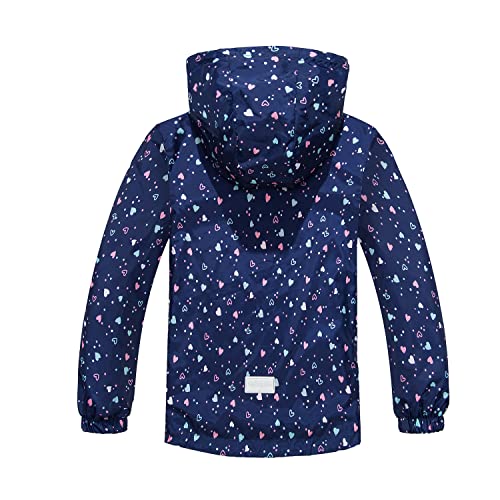 Image of MGEOY Girls Rain Jacket Lightweight Waterproof Hooded Cotton Lined Raincoat Windbreaker for Kids Size 4-12 Years
