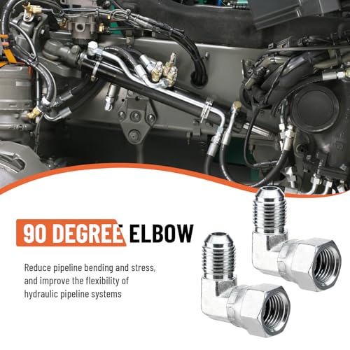 Image of 5 Pack 90 Degree Elbow JIC 37 Hydraulic Fittings: 3 /8 inch JIC Male x 3 /8 inch JIC Female, with Protection Cover Hydraulic Hose Swivel Crimp Fittings