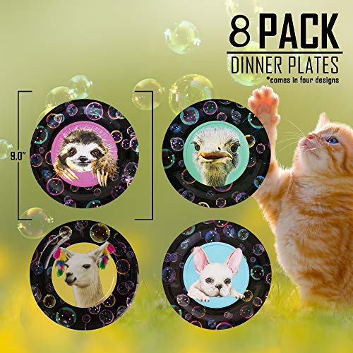 Havercamp Animal Bubbles Dinnerware Bundle | Luncheon Napkins, Dinner & Dessert Plates, Party Picks | Great for Animal Pet Themed Party, Kid\'s Birthday, Outdoor Picnic, Additional Party Supply