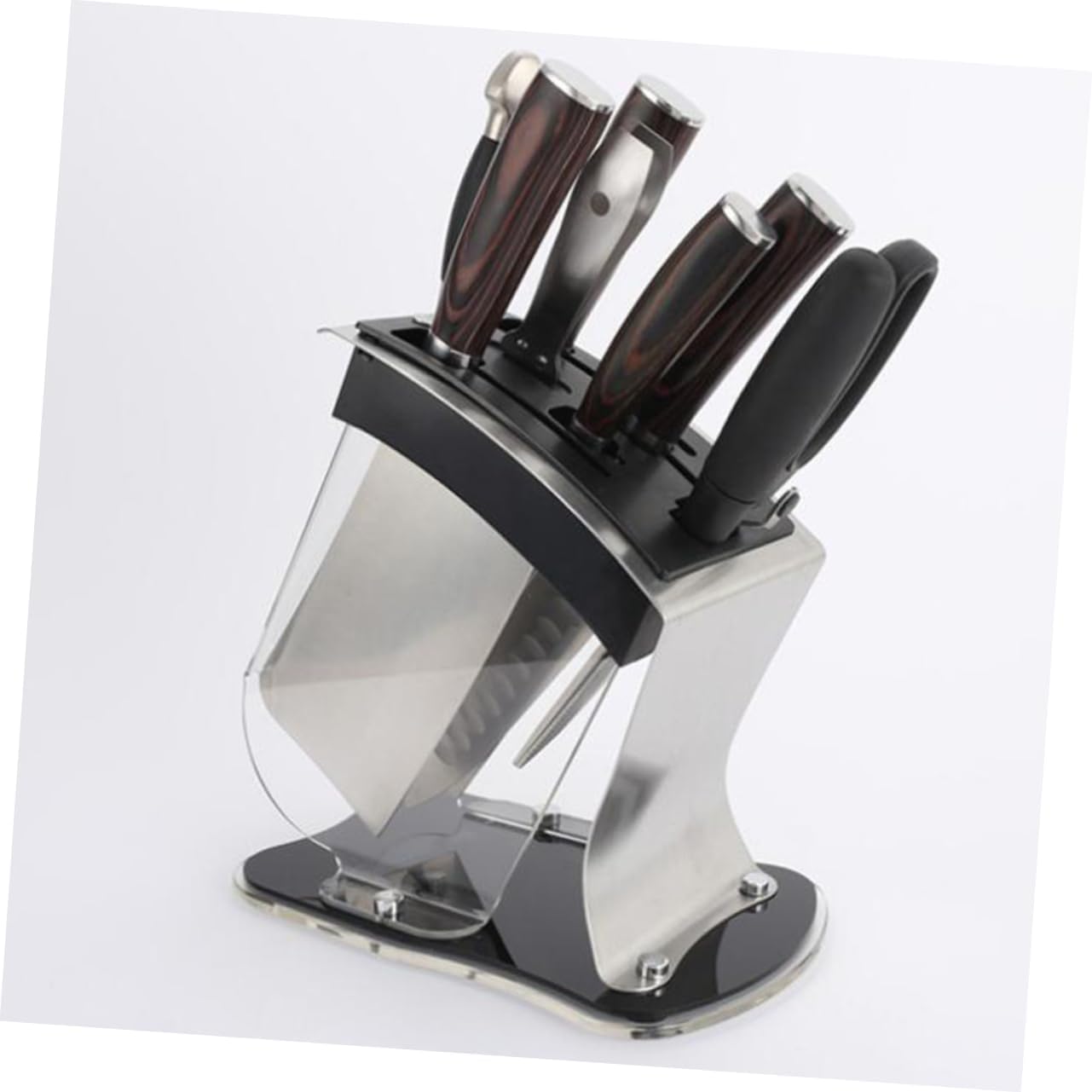 Slot Transparent Acrylic Knife Holder Tilted Design for Kitchen and Outdoor Use Knife Organizer for Easy Access and Safe Storage