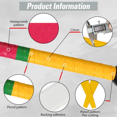 AKAIXI 2 Pack Precut Pro Feel 1.1mm Pencil Baseball Bat Grip Tapes — view 4