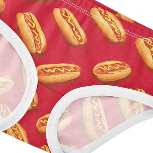 Wusikd Hot Dogs Red Girls' Underwear Cotton Girls Briefs Soft Toddler Underwear 2T4