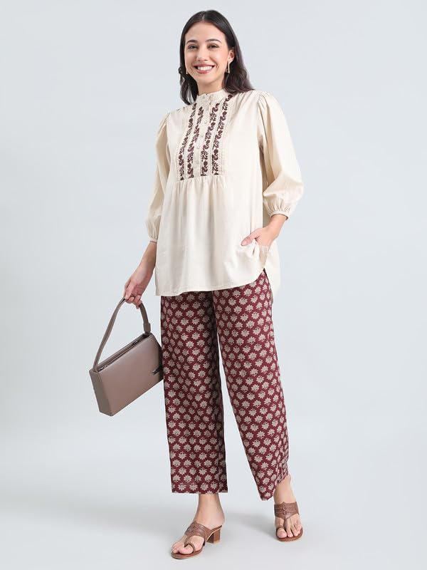 Image of GO COLORS Soft Viscose Printed Palazzo Full Length for Women| Breathable, Mid Rise