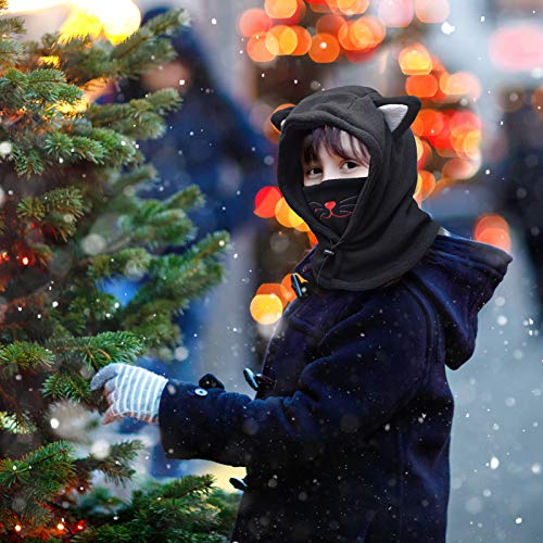 Kids Balaclava Ski Mask, Boys/Girls Washable Fleece Winter Hat With Face Cover For Windproof, (Cat/Small #TOP4