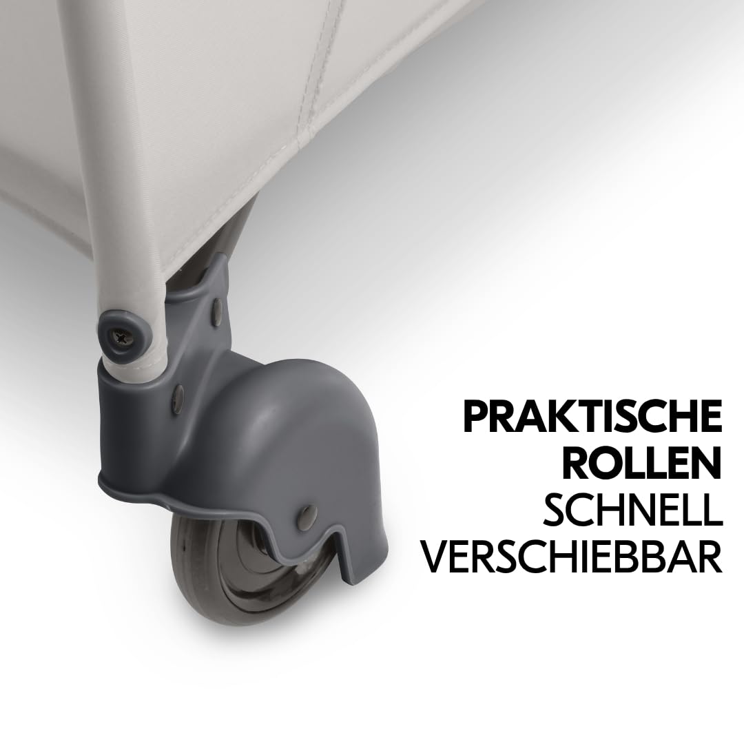 hauck Sleep N Easyfold Baby Reisebett Set- Dark Grey | inkl. Matratze & Insektenschutz | schnell faltbares Kinder Reisebett mit Rollen, Seiteneingang & Transporttasche