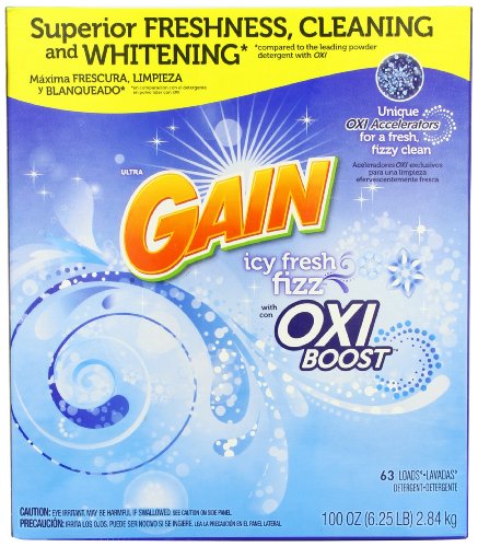 Gain Powder Laundry Detergent With Oxi Boost, Icy Fresh Fizz Scent, 63 Loads, 100Oz #TOP1