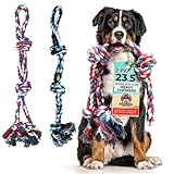 Pacific Pups Products 2 Pack Red & Blue - XL Dog Rope Toy for Aggressive Chewers - Benefits Non-Profit Dog Rescue - Tug of War Dog Toy, Dog Toys for Large Dogs Tough Dog Toys for Aggressive Chewers