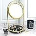 PuTwo Makeup Mirror Double Sided 1x & 3X Magnifying Mirror Round 360° Rotation Cosmetic Mirror with Black Marble Tray Beauty Mirror Vintage Vanity Mirror for Dresser Vanity Table Desk - Gold & Black
