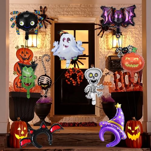 JSTHHTT Halloween Foil Balloons Set - 13 PCS Party Decorations, 6 PCS Mini Foil, Bat Balloons for Kids Party Decor - Image 3