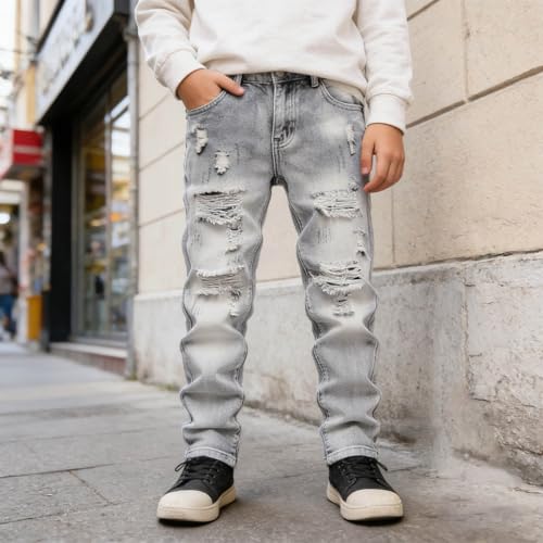 Jean délavé pour garçons pantalon long extensible de printemps - 2