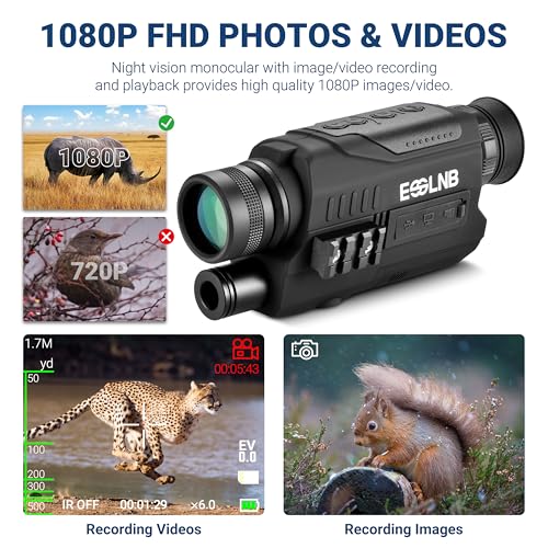 ESSLNB Night Vision Monocular, 6x32 Night Vision Infrared Monocular, Portable Digital Night Vision Scopes for Day & Night Camping, Surveillance, 1080P Full HD Photo & Video