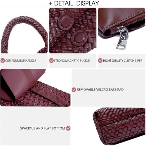 Image of JINMANXUE Woven Tote Bag for Women, Fashion Hobo Handbag, Travel Top-handle Shoulder Bag, Beach Underarm Bag with Purse