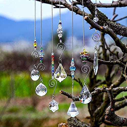H&D Hyaline & Dora Set 7 Crystal Rainbow Suncatcher Glass Bead Chain Fengshui Hanging Pendant For Window Garden Party thumb #5