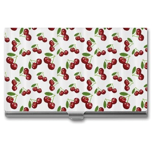 Fresh Cherries Business Card Holder Slim Credit Case Pocket Name Case Wallet for Men Women