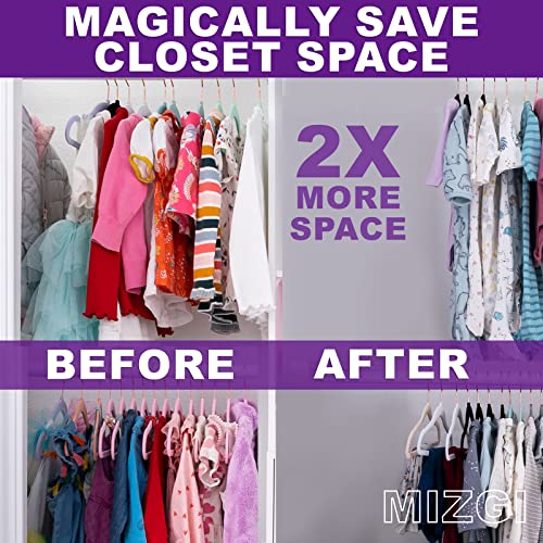 Mizgi Premium Kids Velvet Hangers (Pack Of 50) 14" Wide With Copper Rose Gold Hooks,Space Saving,Nonslip Huggable Closet Hangers For Petite Junior Children's Skirt Dress Pants,Clothes Hangers #TOP3