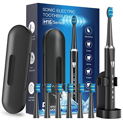 Sonic Electric Toothbrush for Adults- Rechargeable Electronic Toothbrushes with 5 Modes and 6 Brush Heads,Electronic Toothbrush with Timer