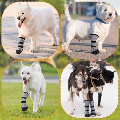 Sunnymove 2 Pcs Dog Paw Wound Recovery Boots Non-Slip Dog Protector Boots for Injured Paw Breathable Soft Pet Shoes for Wound Care Outdoor Walking(L,Gray)