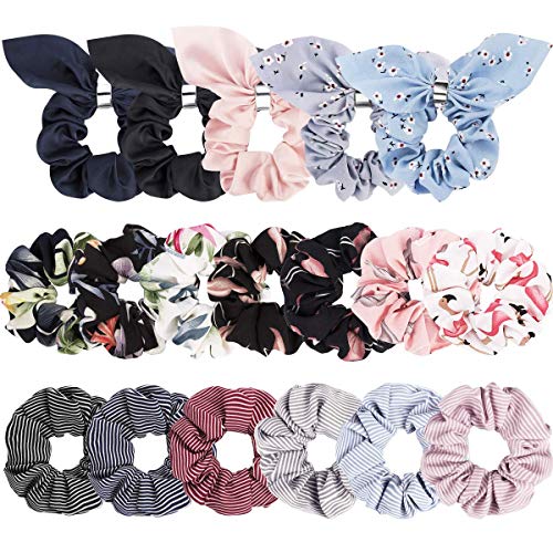 18er Pack Frauen Haargummis Chiffon Blumen elastische Haarbänder Haargummi Seile Scrunchie Haar Chiffon Pferdeschwanz