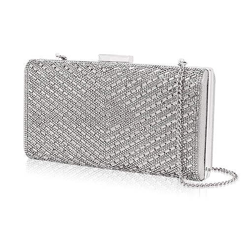 Sparkly Rhinestone Clutch for Bridal Glitter Metal Clasp Purse Formal Party and Wedding Evening Bag For Women
