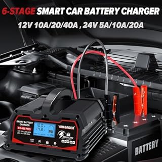 Battery Charger 40A, 12V/24V Lead Acid Smart Battery Charger, 12V LiFePO4 Car Battery Trickle Charger, Automatic Battery Maintainer for Car Motorcycle Lawn Mower Marine Boat Lead Acid Batteries