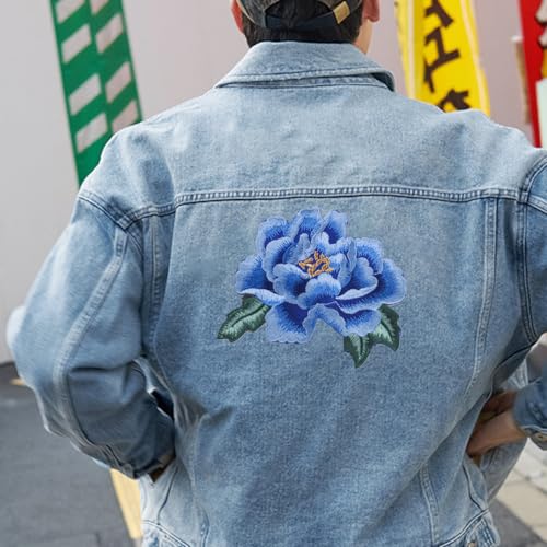 6 PCS Flower Embroidered Stick on Patches Large Rose Iron on Patches Beautiful Embroidered Applique Sewing Patches for Hats, Clothing, T-Shirt, Backpacks, Jeans, Jackets - Thumbnail 5