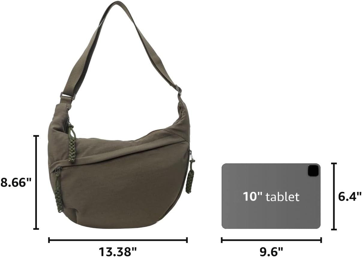 Nylon Crescent Crossbody Bag for Women Shoulder Tote Handbag Casual Sling Bag Dumpling Purse Bag for Outdoor Travel