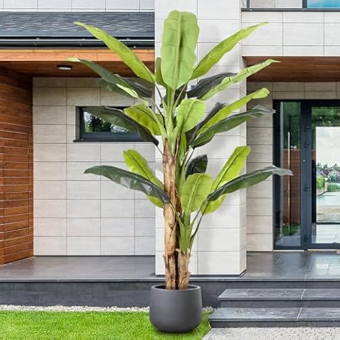 Keeplush 8.5ft Extra Tall Artificial Banana Tree, Fake Banana Leaf Plant with 26 Faux Banana Leaves, Perfect for Home Indoor Outdoor Patio Office Tropical Decor Cover