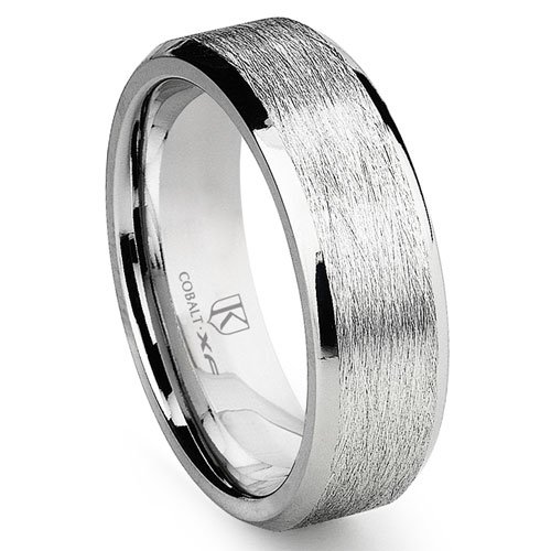Titanium Kay Cobalt XF Chrome 8MM Italian Di Seta Finish Wedding Band Ring