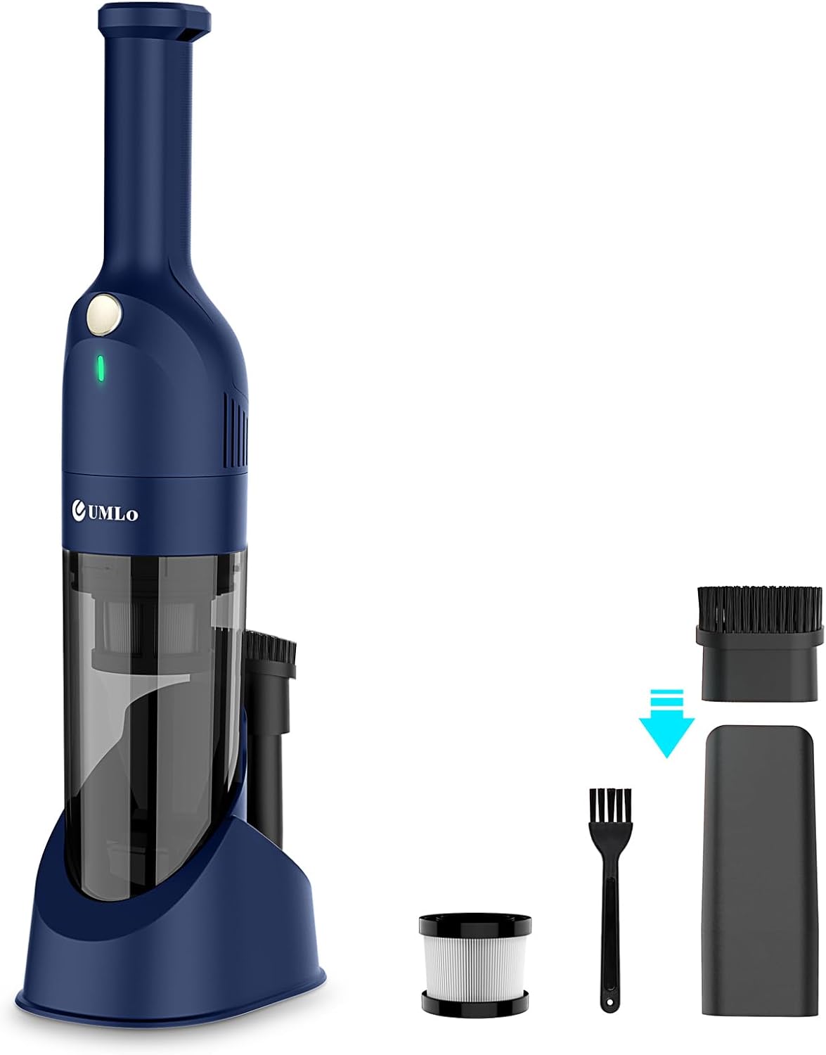 Handheld Vacuum Cordless 10000Pa Car Vacuum, Handheld Vacuum, 30min Runtime, HEPA Filter, Hand Vac Cordless Rechargeable One-Touch Empty for Home/Pet/Car (Blue)