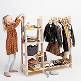 👧 PARA LOS OOTDS DE SU HIJO - ¡Será más fácil para usted y su hijo planificar trajes o jugar a disfrazarse! Simplemente cuelgue la ropa en la barra de vestuario para niños usando las perchas incluidas.