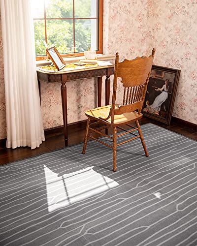 Resare Moroccan Area Rugs For Living Room, Grey Washable Rug For Bedroom,Gray Neutral Carpet With Striped Modern Design For Dining Home Office 8X10Ft #TOP3