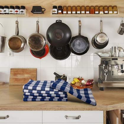 Urban Villa Kitchen Towels Set Of 6 Buffalo Checks Blue/White Kitchen Towels 20X30 Inches 100% Cotton Highly Absorbent Kitchen Towels Premium Quality Ultra Soft Mitered Corners Kitchen Towels #TOP17