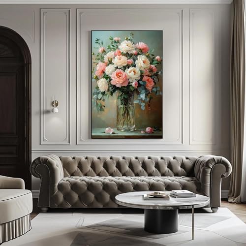 Affiche pivoines cottagecore pour salon élégant