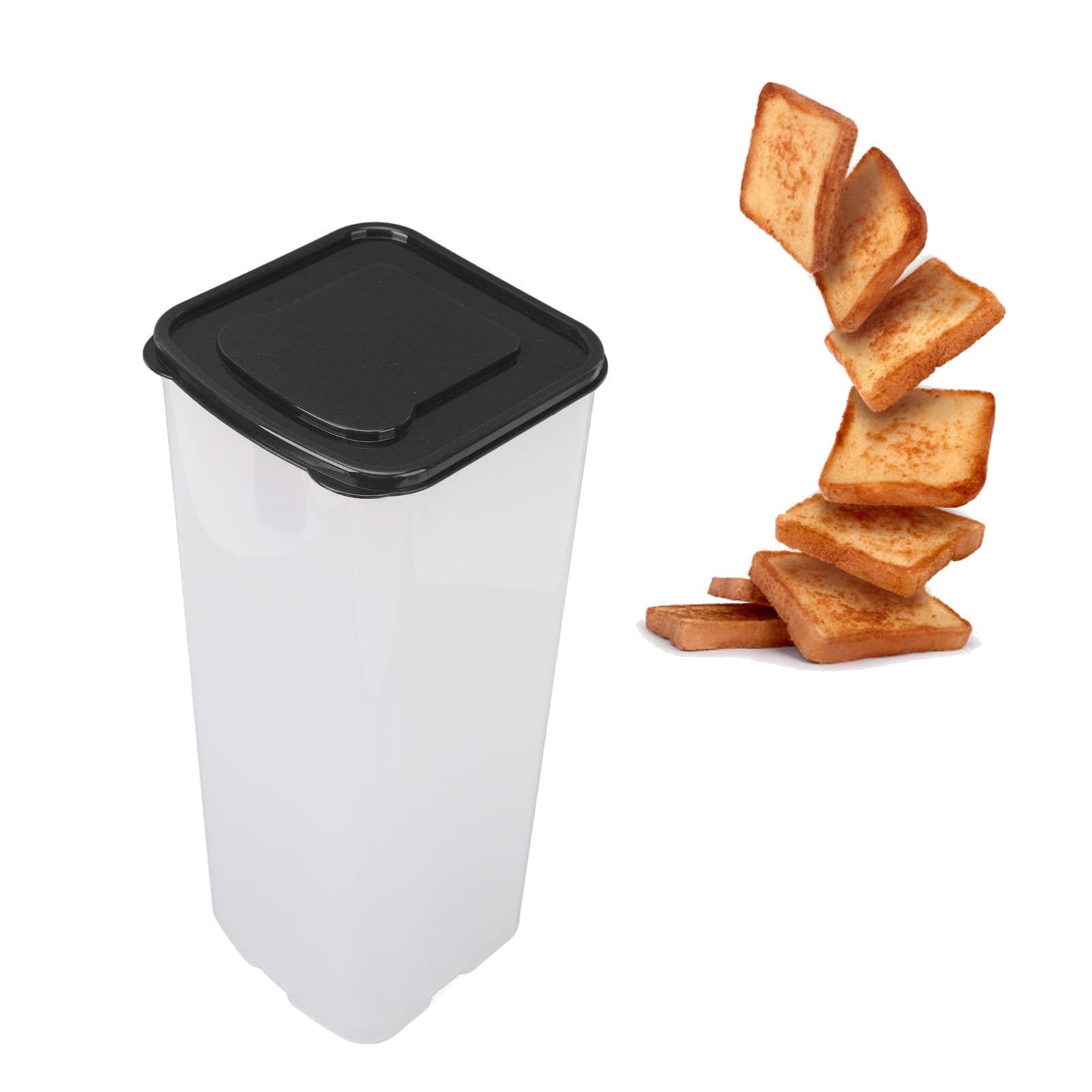 Bread Container, Keep Refreshing, Fresh Bread Storage Container, Large Capacity Sealing Box, Airtight Loaf Bread Saver, Bread Container for Home Commercial Use (Black)
