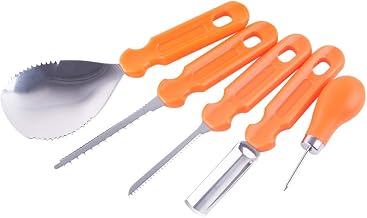 Lot de 5 outils de sculpture de citrouille d'Halloween réutilisables en acier inoxydable robuste pour adultes et enfants