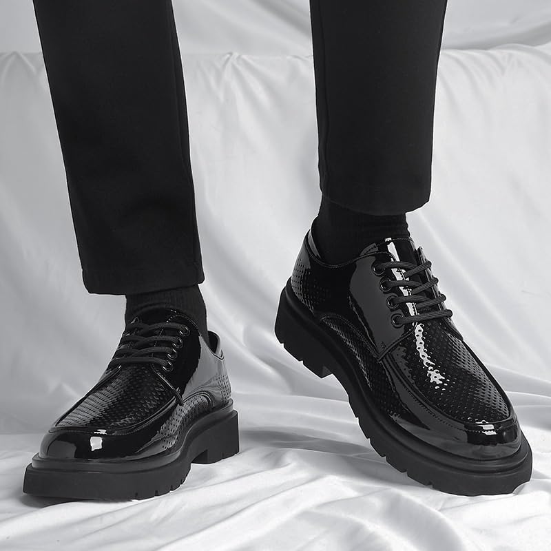 Mens Breathable Leather Pointed-Toe Oxford Shoes Lace Up Business Formal Dress for Men2