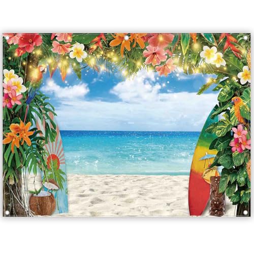 Fondo Fotográfico Tela Tropical Playa 8x6ft miniatura 1