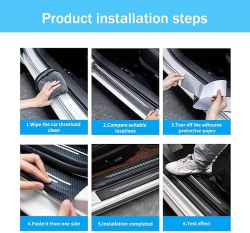 Car Door Sill Protector,Sill Protector Compatible with Chrysler Grand Caravan 4Pcs Door Entry Guard Scuff Sill Protector Plate- Carbon Fiber Anti-Scratch Sticker — view 6