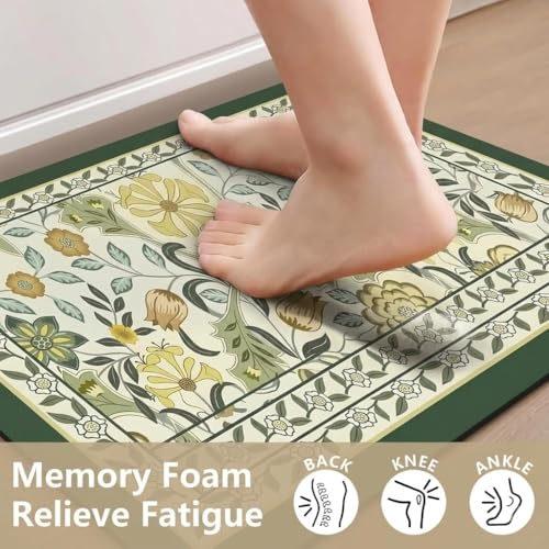 Image of Roslen 2 Pcs Kitchen Mats for Floor, Waterproof Anti Fatigue Memory Foam Rug Set, Non-Slip Washable Kitchen Floor Rugs with Rubber Backing, Comfortable Standing Mat for Kitchen, Sink, Home & Office