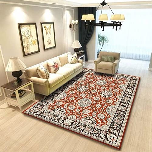 Tapis durable rouge motifs géométriques rétro 50x80cm - 2