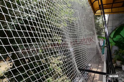 Image of EasyShoppingBazaar Bird Net /Pigeon Net /Anti Bird Net UV Stabilized HDPE (with Clips & Tying Ropes) - 17mm Mesh Size - White - 12 x 8 Ft