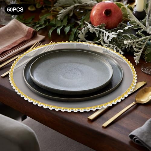 Juego de 50 Platos Decorativos Redondos de Acrílico 13 pulg miniatura 4