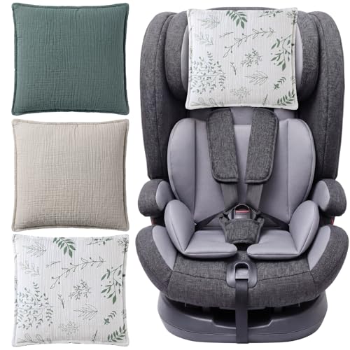Image of Tegeme 3 Pcs Carseat Head Cover for Baby Soft Cotton Headrest Cover for Hair Protection Breathable Head Rest Covers for Infant Car Seats & Strollers Carseat Hair Protector for Infant Boys Girls