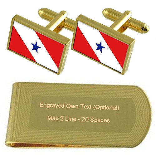 Gemelos Bandera de Pará y pasabilletes tono oro en estuche de regalo