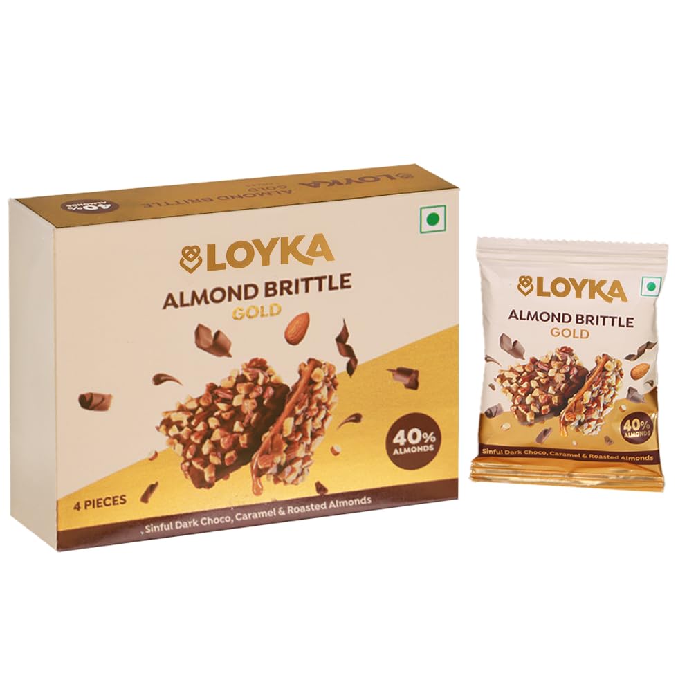 LOYKA Almond Brittle Gold Choco Box - 4 pcs 58g | Premium Chocolate Gift Hamper | Choco & Nut Dryfruit Delicacy | Roasted California Almonds (40%), Dark Choco & Salted Caramel | Any-time snack (B0DHH885Z4) Amazon Price History, Amazon Price Tracker