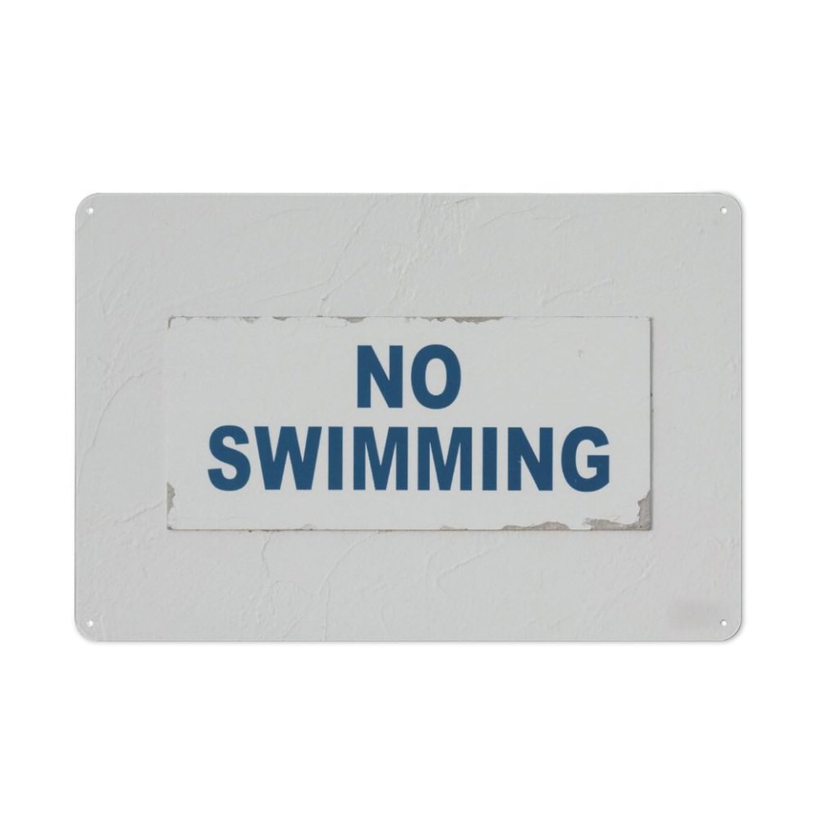 peiyeety No Swimming Metal Tin Sign Water Safety Warning White Blue Durable Aluminum Weatherproof Wall Plaque for Beach Lake River Waterfront HazardZone 6x8 Inch