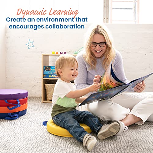 Ecr4Kids Softzone Round Handles, Classroom Flexible Seating For Toddlers And Kids, 6-Piece-Assorted Floor Cushion, Count #TOP3