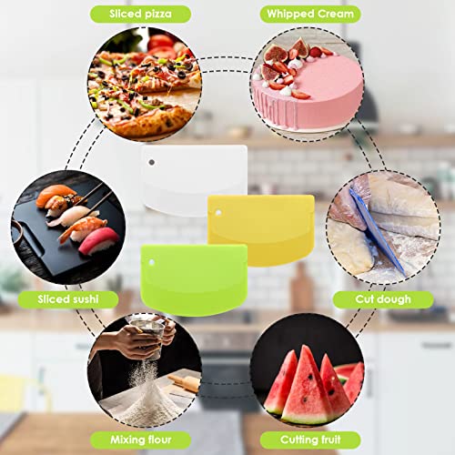 Grevosea 3 Pieces Dough Scraper, Cake Scraper Bread Cutter Flexible And Food Grade Dough Cutter Multi-Function Baking Tools For Cake Decorating Bread Pizza Pastry 13 X 9 Cm / 5.12 X 3.54 Inches #TOP6